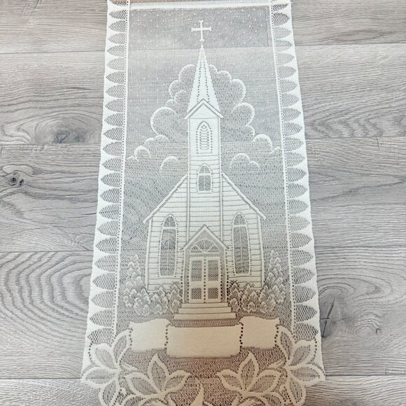 Decorative Lace Wall Door Art Hanging Tapestry Religious Country Church Motif - Picture 4 of 8